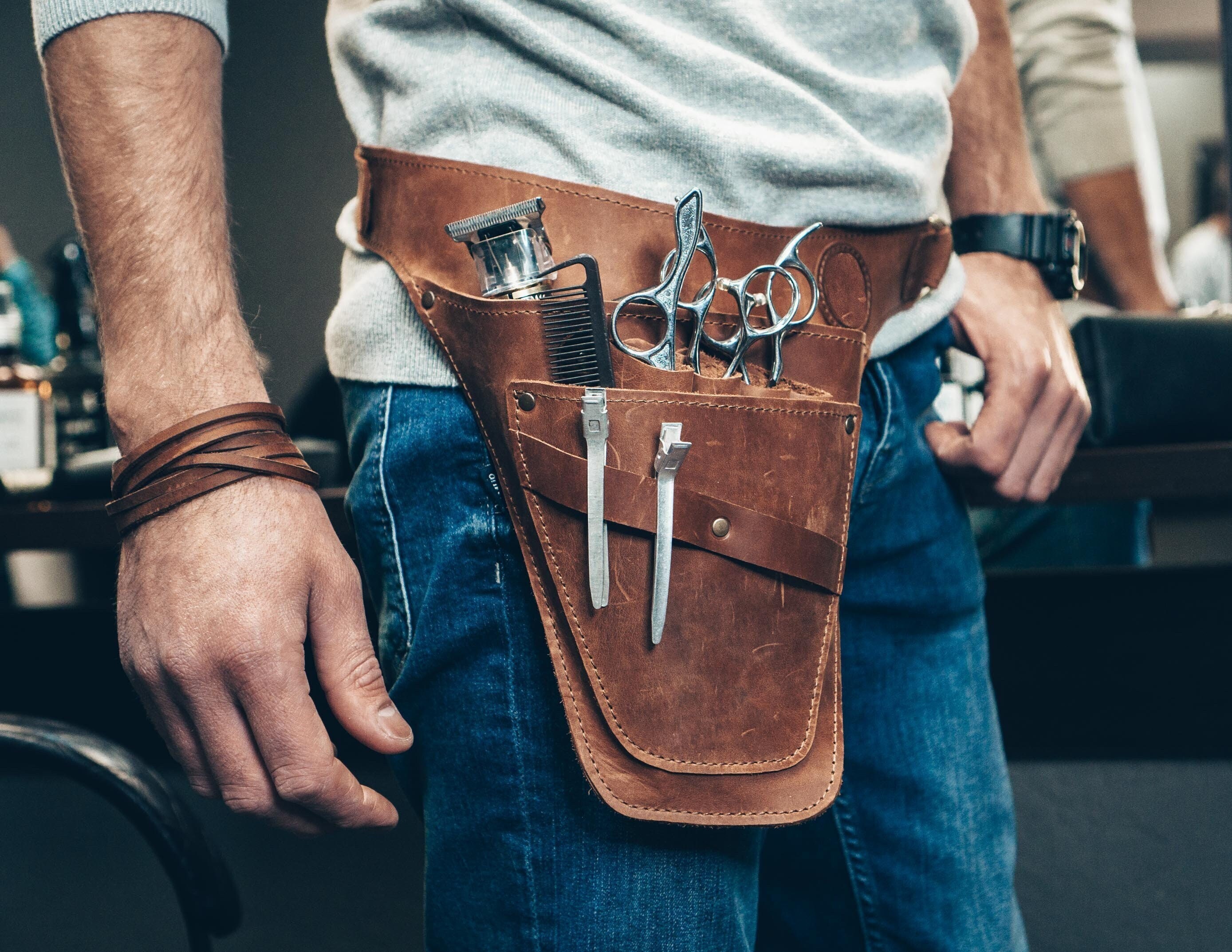 Leather Utility Tool Pouch Brown or Black Plier Holder Multi Tool