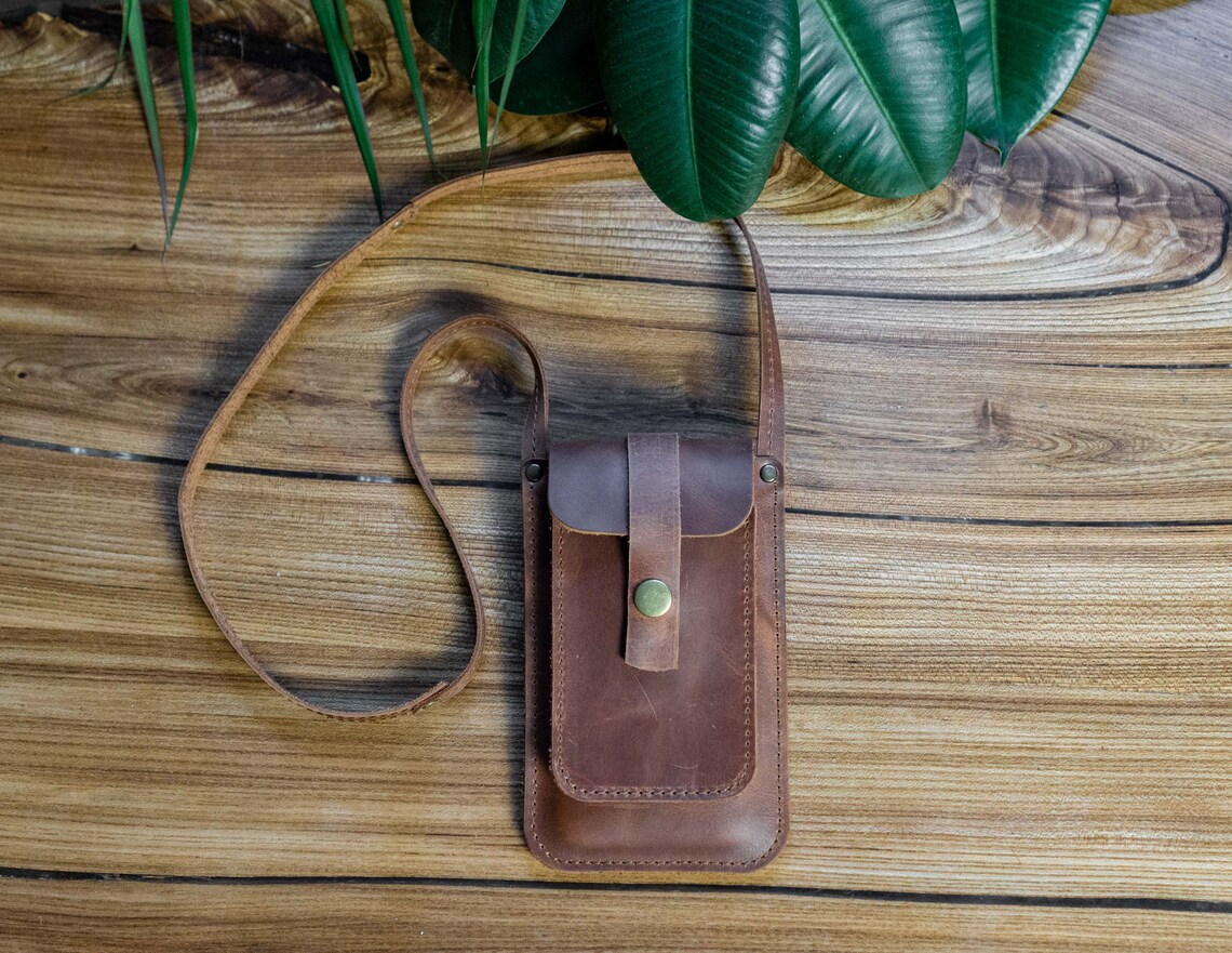 Leather Shoulder Phone Bag Case Leather Cross Body Phone Bag Etsy