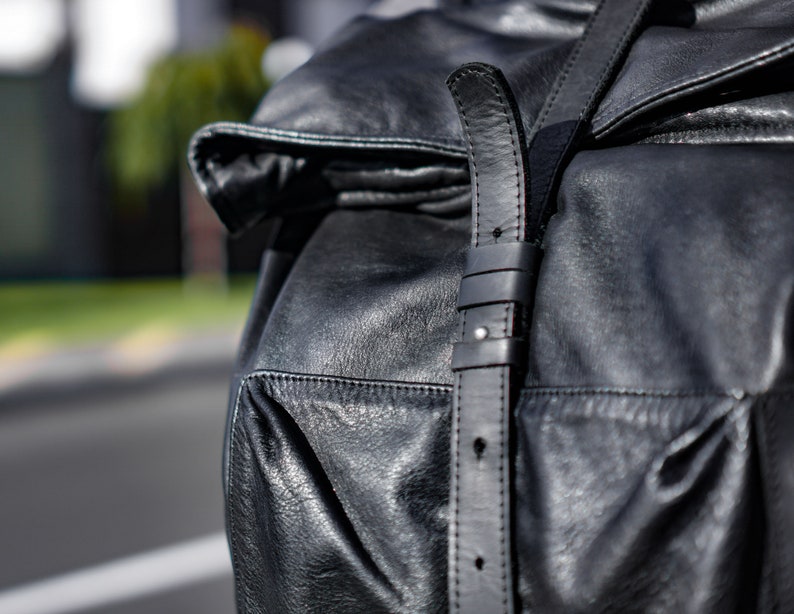 Black Leather Backpack, Large Leather Backpack, Men's Leather Backpack, Gift for men, Backpack for him, Quality Elegant Leather Backpack men