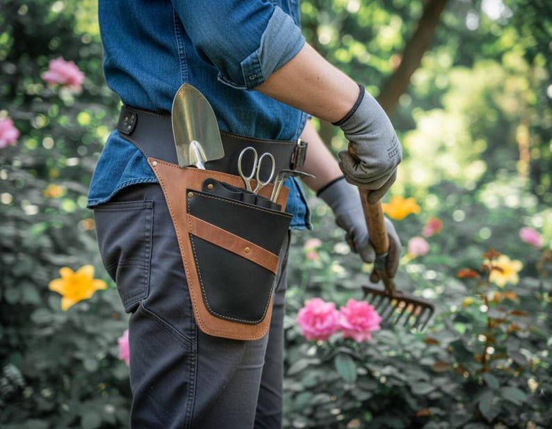 Cinto de ferramentas em couro para florista, barbeiro, cabeleireiro, cinto de trabalho personalizado em couro legítimo de alta qualidade. imagem 13
