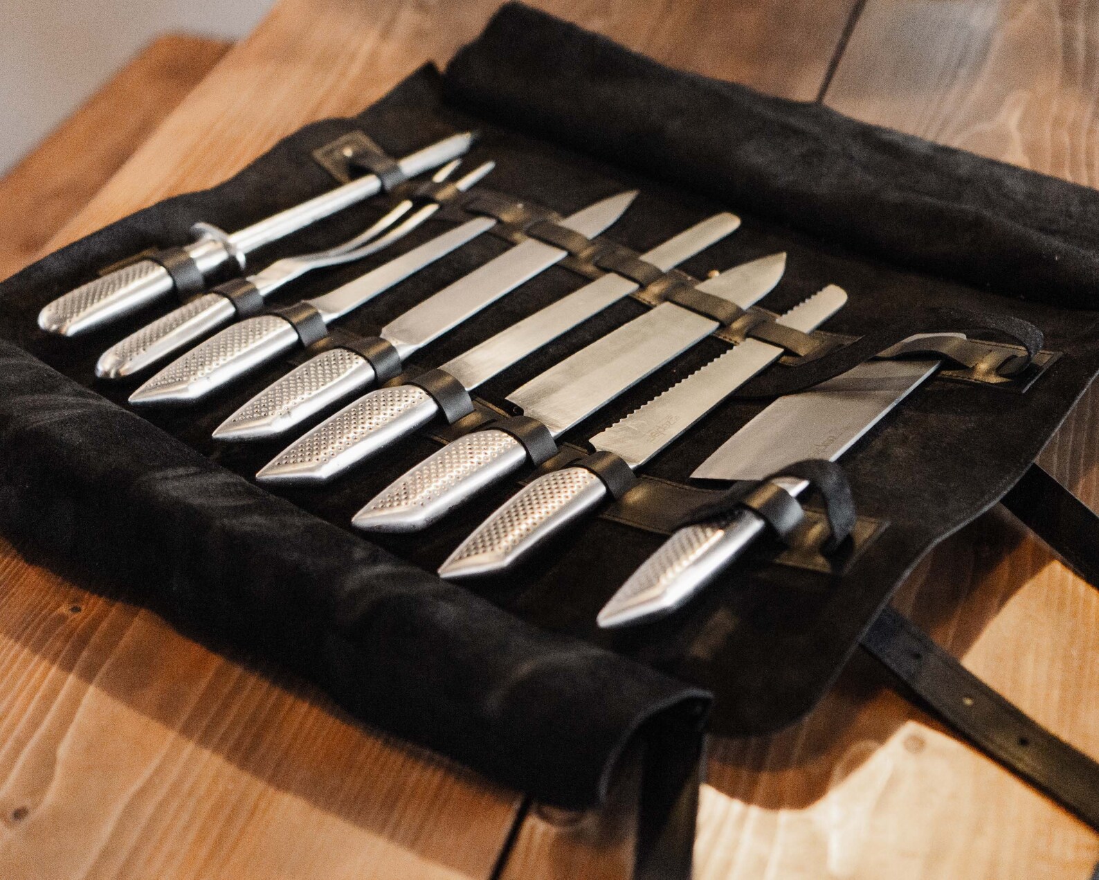 Chef Gifts Leather Knife Roll, Chefs Knife Bag, Leather Knife Bag