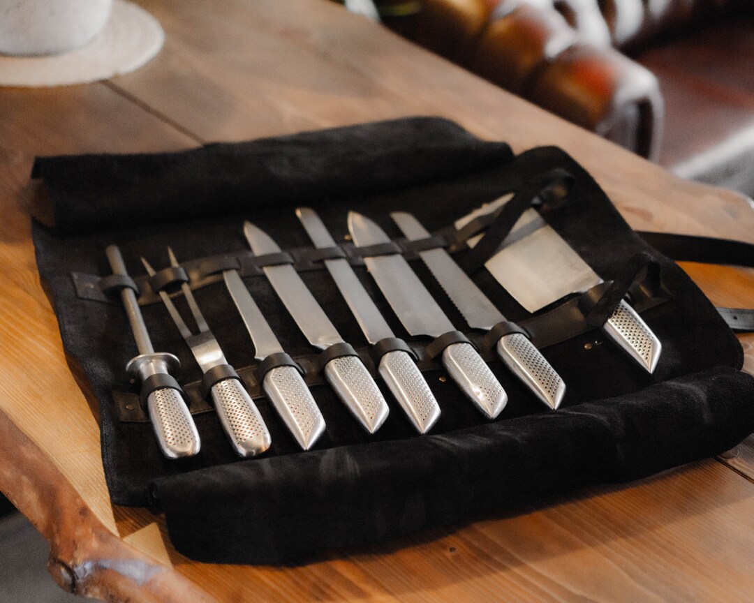 Chef Gifts Leather Knife Roll Chefs Knife Bag Leather Knife Etsy