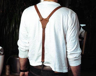 Handcrafted Leather Suspenders - Personalized Men's Accessory with Custom Engraving. Stylish Gift for Him - Groom, Groomsman, Dad, Boyfriend