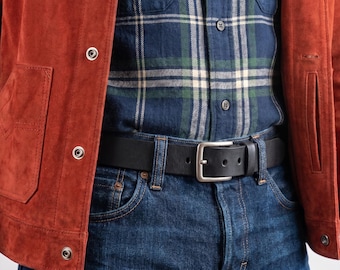Full Grain Leather Belt for Men in Gift Box with Gift Message, Personalized Engraved
