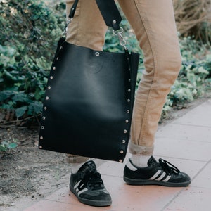 Women Leather Bag, Black Leather Tote Bag, Crossbody Leather Bag, Designer Leather Bag, Handmade Leather Bag, Shoulder Leather bag image 8