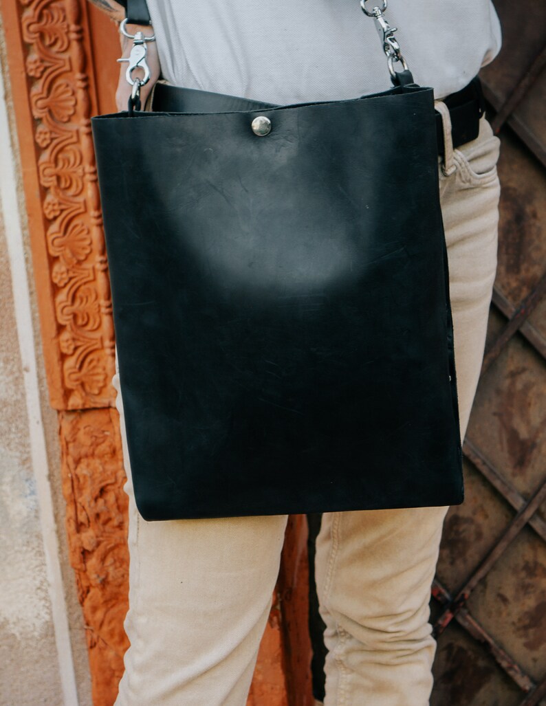Women Leather Bag, Black Leather Tote Bag, Crossbody Leather Bag, Designer Leather Bag, Handmade Leather Bag, Shoulder Leather bag image 9