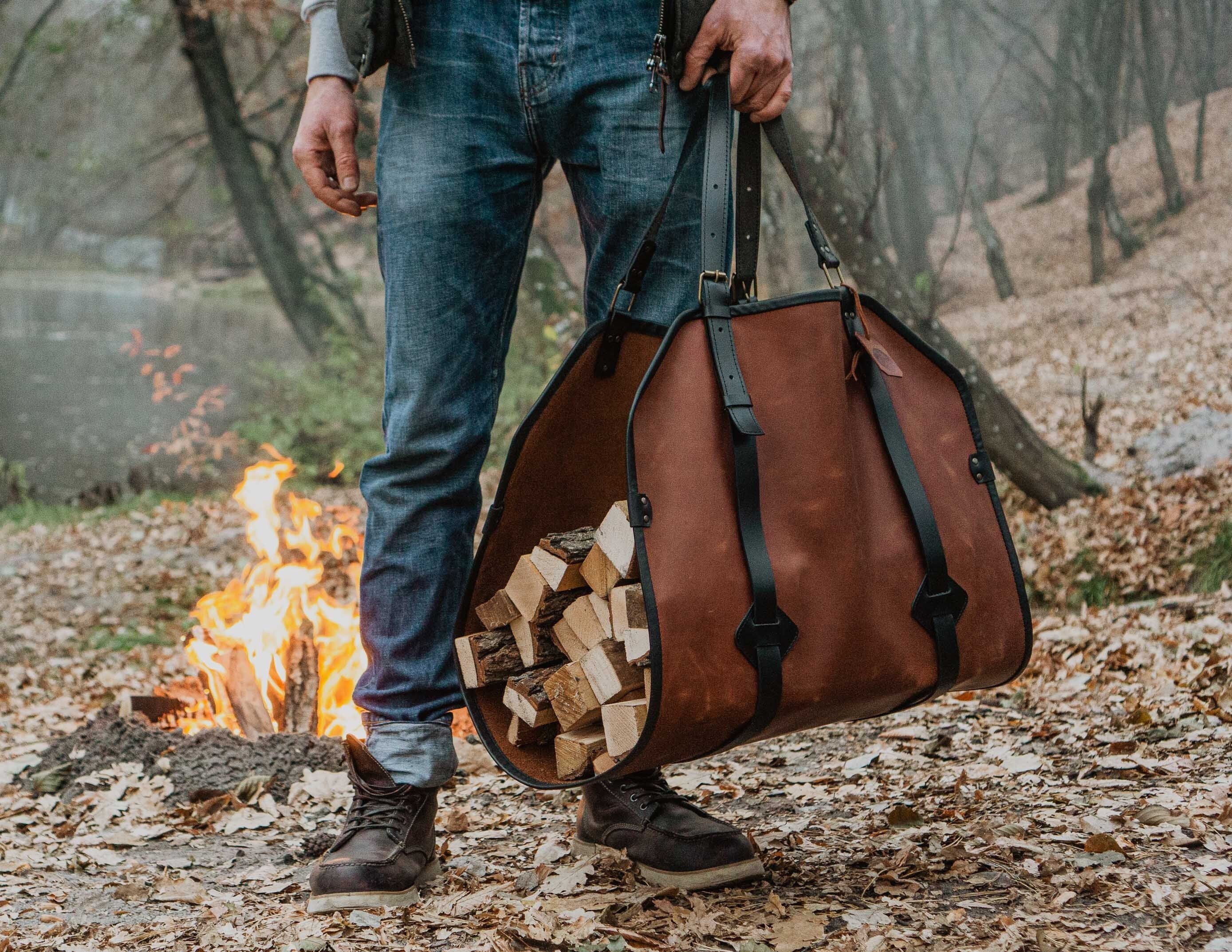 Leather Log Carrier Leather Firewood Storage Log Bag Log - Etsy Leather Log Carrier Leather Firewood Storage Log Bag Log - Etsy