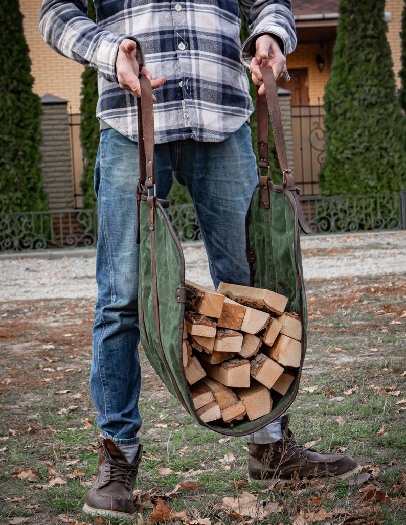 Canvas Log Carrier Firewood Holder Waxed Canvas and Etsy