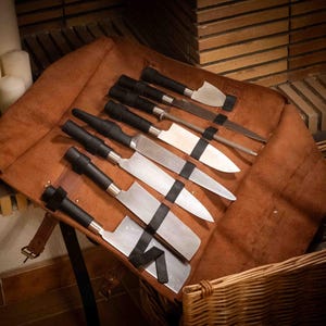 Premium Handmade Leather Knife Roll | Personalized Chef Knife Bag | Culinary Tool Organizer for Professional & Home Chefs | Custom Gift
