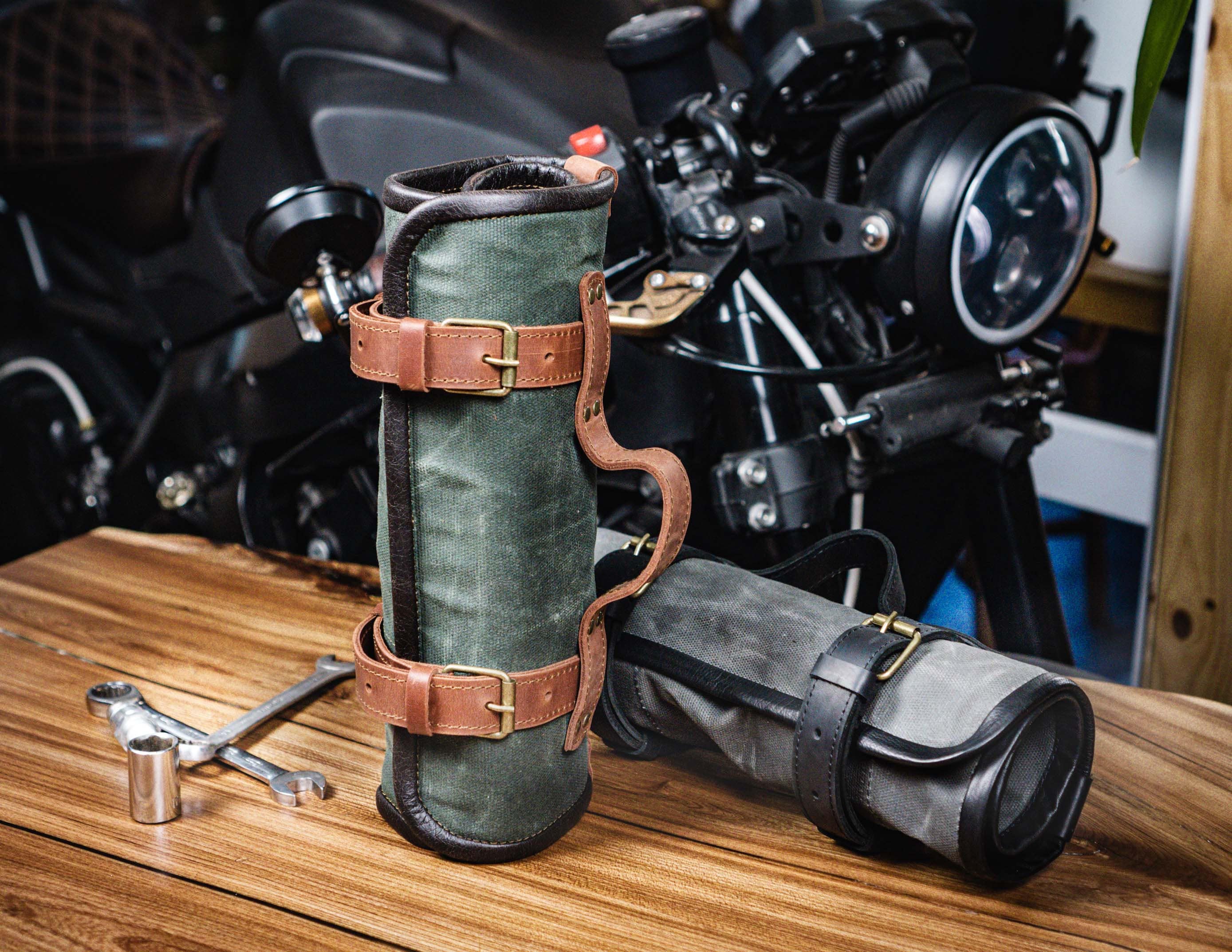Tool Roll Motorcycle Tool Roll Canvas Leather Tool Bag Etsy