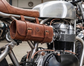 Motorcycle Tool Roll Leather, Vintage Biker Tool Bag, Wrench Pouch, Personalized Gift Message Tag