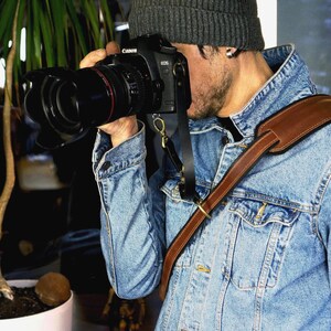 Leather Camera Strap – Camera Harness | Brown Leather Camera Strap | Custom Photographer Gift and Gear | Personalized with Free Engraving