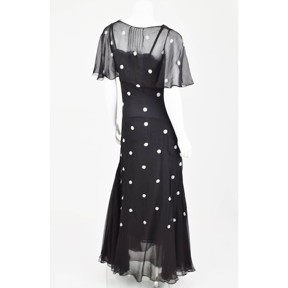 S-30s Beaded Black Chiffon Gown-1930s Sheer Silk … - image 7