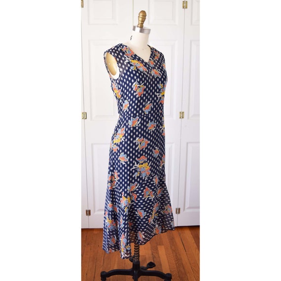 1930s Semi Sheer Floral Dress-30s Lawn Party Dres… - image 2