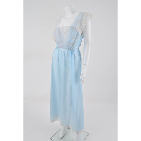 50s Carter's Blue Nylon Nightgown-1950s Sleepwear… - image 2