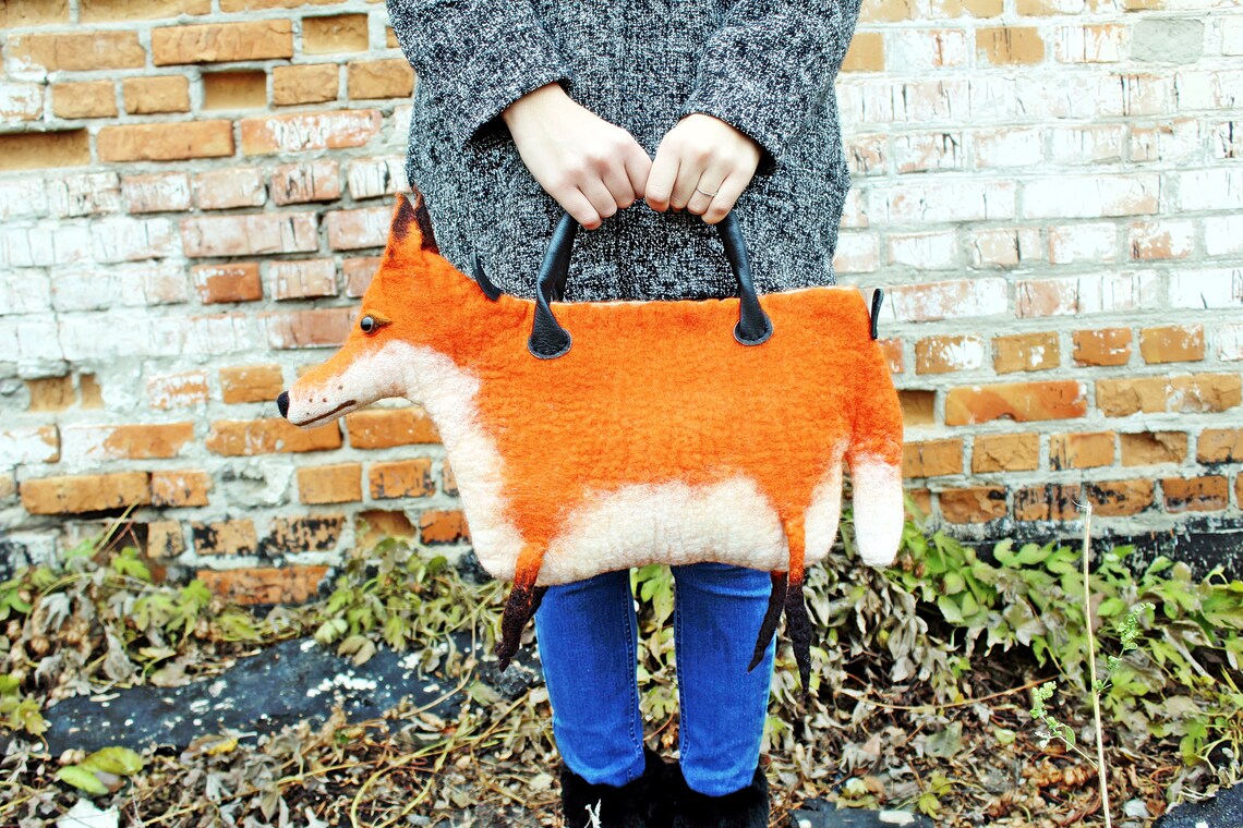 Everyday Bags FeltBagFox Felted Fox ToteBag HandBag BagFox Etsy