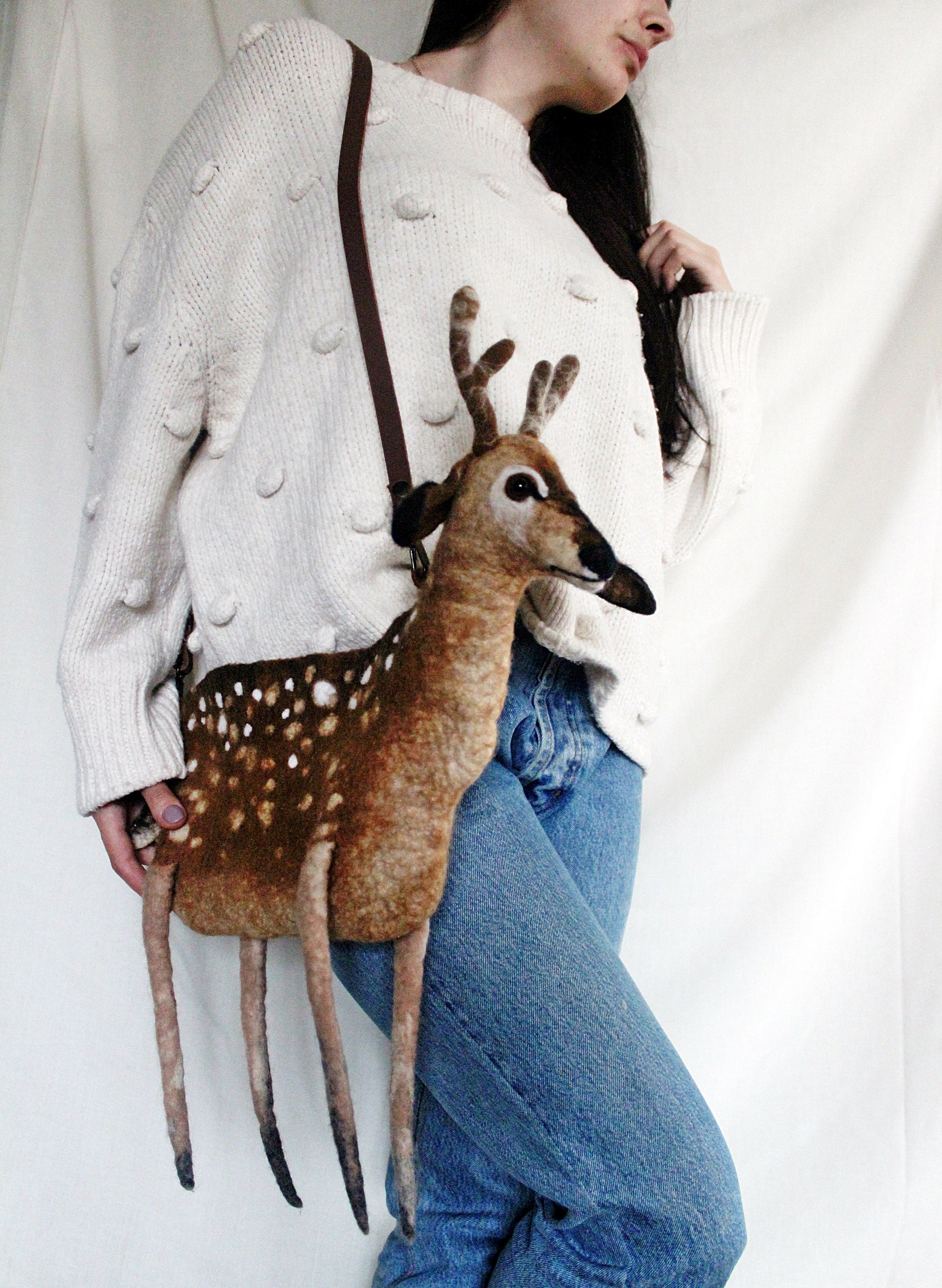 Felted bag deer Bag deer Felted bag Felted deer Bag animal Etsy Polska