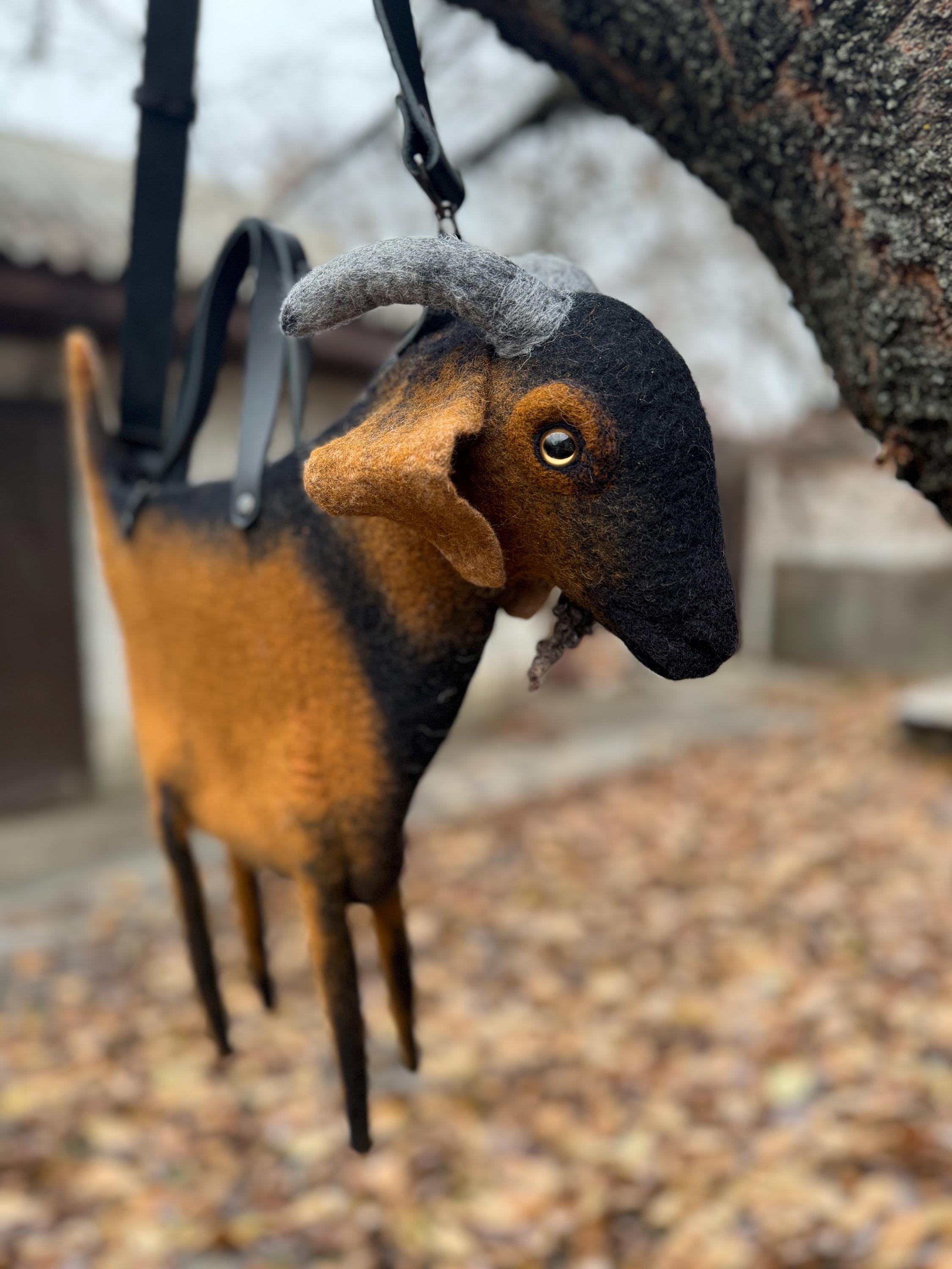 Felted Bag Goat Felted Goat Bag Animal Cross Body Bag Custom Bag