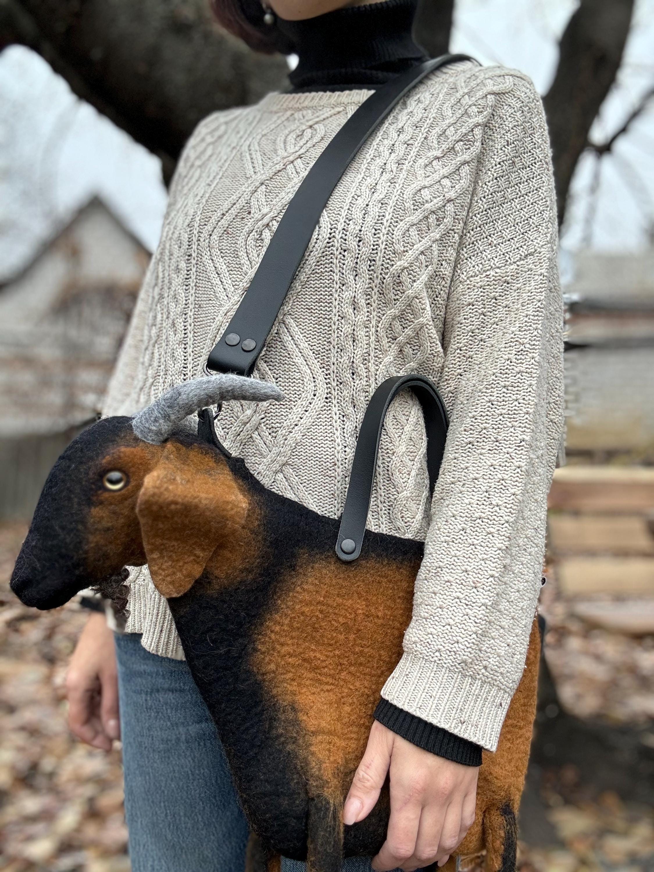 Felted Bag Goat Felted Goat Bag Animal Cross Body Bag Custom Bag