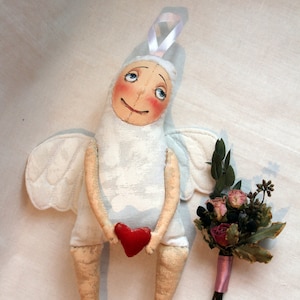 Christmas angel Textile toy pendant &quot;little Angel&quot; Fabric dolllCloth doll Fabric doll angelChristmasdecorationChristmas angel doll