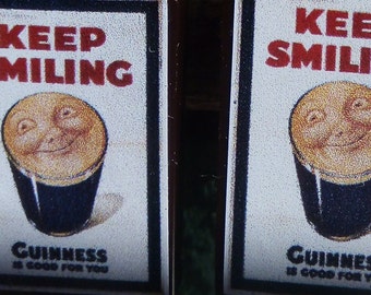 Guinness Beer Lover Keep Lachende Smiley Pint Pub Oorbellen met Sterling Zilveren Haken