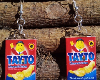 Tayto Irish Crisps Funky Junk Pub Food Fun Cute Dangle Earrings w/ Pure Silver hooks