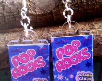 Pop Rocks Cotton Candy Lover Funny Food Dangle Earrings with Pure 925 Sterling Silver Hooks