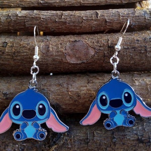 Lilo and Stitch Alien ohana Cartoon Blue Earrings