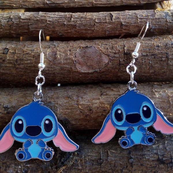 Lilo en Stitch Alien Cartoon blauwe oorbellen met puur sterling zilveren haakjes