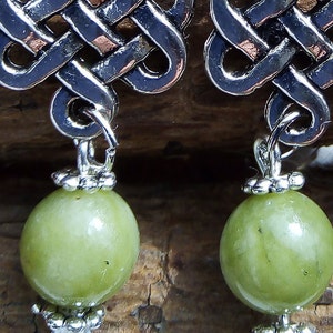 St Patrick irischer keltischer Knoten Connemara Marmor Stein-aus reinem Silber Haken Elegante baumeln Ohrringe