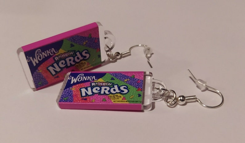 WONKA Rainbow NERDS candy Lover Sweets Dangle Drop Earrings image 2