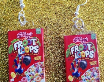 Toucan Sam Fruit Froot Loops Breakfast Cereal Lover Fun Foodie Dangle Earrings