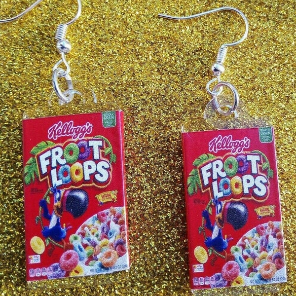 Toucan Sam Fruit Froot Loops Breakfast Cereal Lover Fun Foodie Dangle Earrings