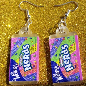 WONKA Rainbow NERDS candy Lover Sweets Dangle Drop Earrings image 1