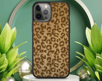 Wood Phone Case - Engraved Cheetah Print / All Natura, Eco friendly / for iPhone, Samsung, Google Pixel, Huawei / FREE Shipping Worldwide