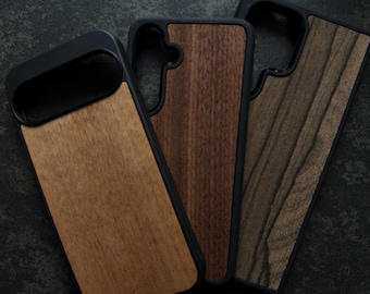 Personalized Wood Phone Case for Google Pixel 10 9 8 7 6 5 4 - Custom Name, Walnut Eco-Friendly Gift