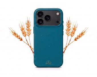 Deep Sea Blue Biodegradable iPhone Case for iPhone 18 17 16 15 14 13 12 - Wheat Straw Vegan Cover