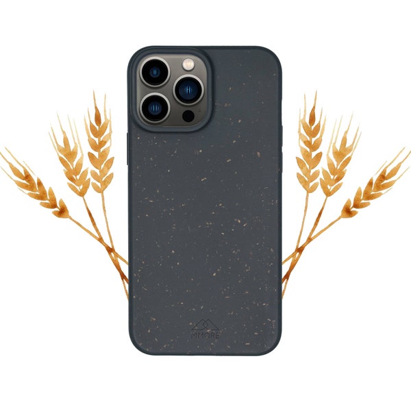 Coque de portable biodégradable, compostable et respectueuse de l'environnement Noir/iPhone 15 14 13 12 Pro Max Plus Mini SE3 SE2 8 7 6 6S X XS/Livraison GRATUITE