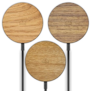 Wireless Charger / Black Magnetic Charger With Wood Materials / works with iPhone, Samsung, Huawei, Google Pixel / FREE Shipping