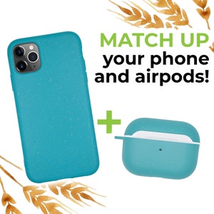 Biodegradable Phone Case & Airpods PRO Case  - Ocean Blue / Sustainable, Compostable, Eco Friendly / iPhone 11 Pro, iPhone 11 Pro Max