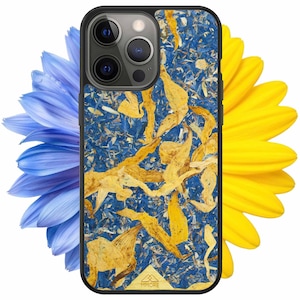 Telefoonhoesje echt blauwe korenbloemen en zonnebloem / Zomerse lucht / Milieuvriendelijk, duurzaam / iPhone, Samsung, Google Pixel / GRATIS verzending