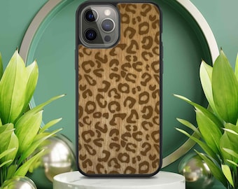 Cheetah Animal Print Wood Phone Case for iPhone 17 16 15 14 13 12 11 X XR SE - Wooden Cover, Sustainable Eco-Friendly Gift