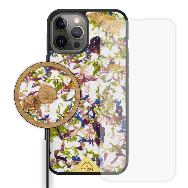 BUNDLE - Crystal Meadow Swarovski Phone Case Black + Screen Protector + White Wireless Charger / Free Shipping