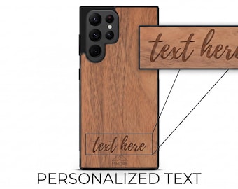 Personalized Wood Phone Case for Samsung Galaxy S26 S25 S24 S23 S22 S21 S20 - Custom Name, Walnut Eco-Friendly Gift