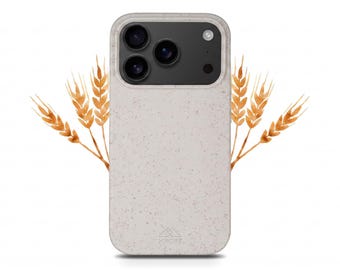 Natural White Biodegradable iPhone Case for iPhone 17 16 15 14 13 12 11 - Wheat Straw Vegan Cover