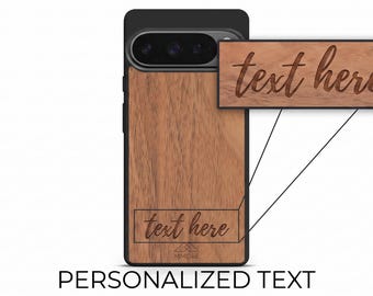 Personalized Wood Phone Case for Google Pixel 10 9 8 7 6 5 4 - Custom Name, Walnut Eco-Friendly Gift