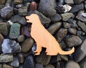2 Pack - Golden Retriever Puppy Dog Silhouette Beech Wood Laser Cut Sticker
