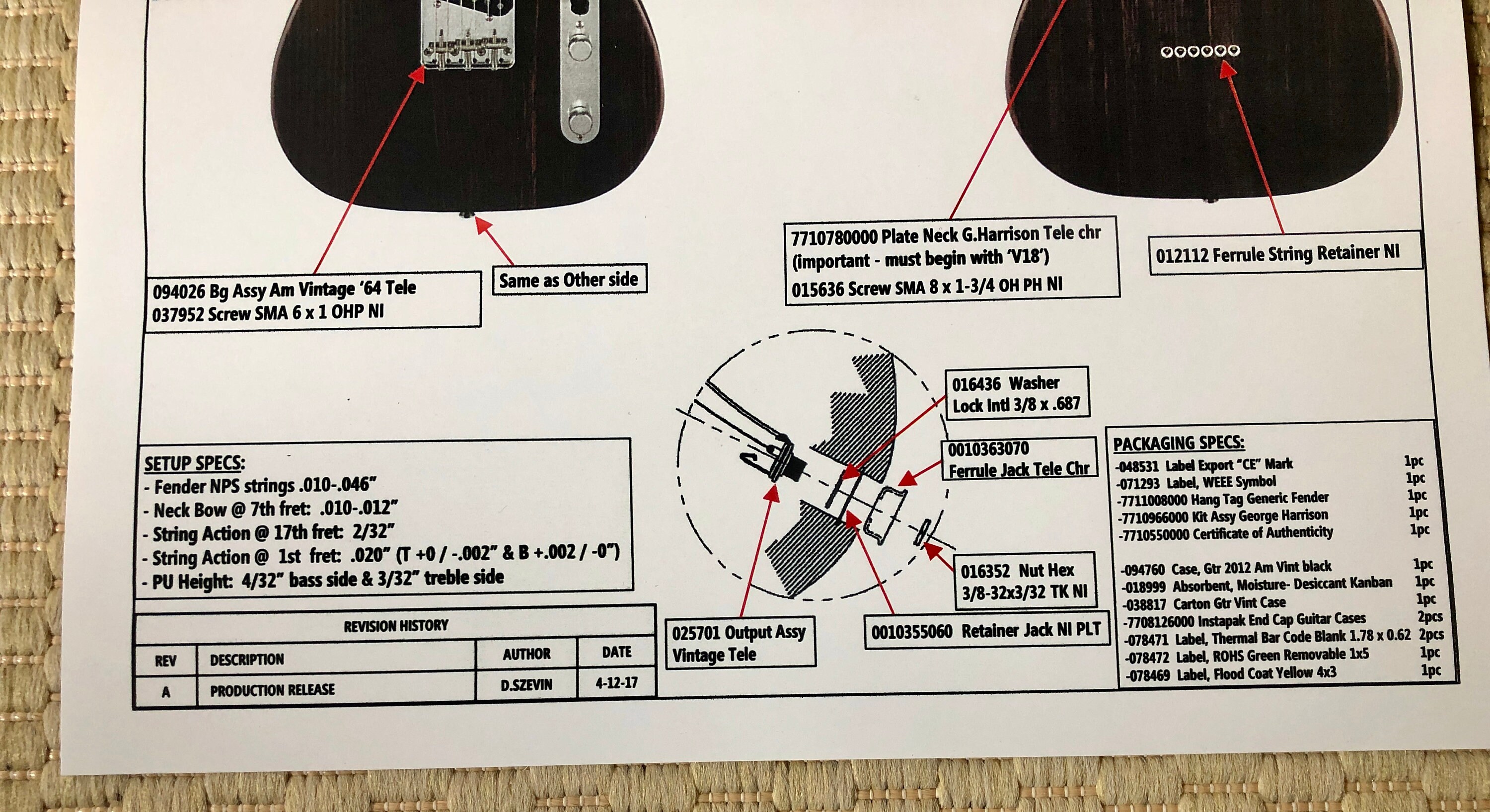 FENDER George Harrison Rosewood TELECASTER Poster 11X17 Reference ...