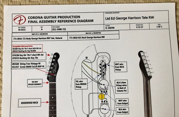 FENDER George Harrison Rosewood TELECASTER Poster 11X17 Reference