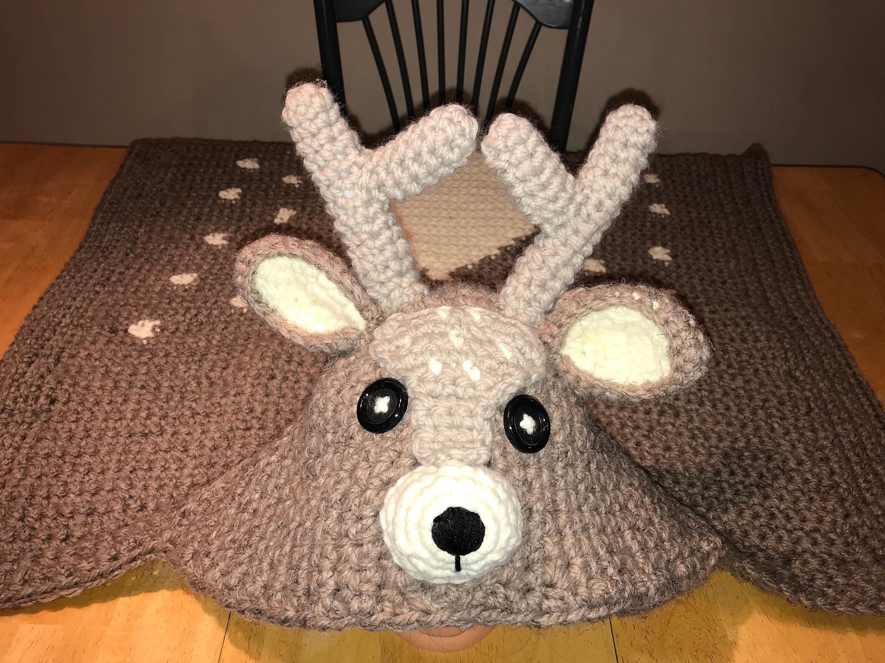 Woodland Deer Hooded Blanket Crochet Deer Blanket Child Etsy
